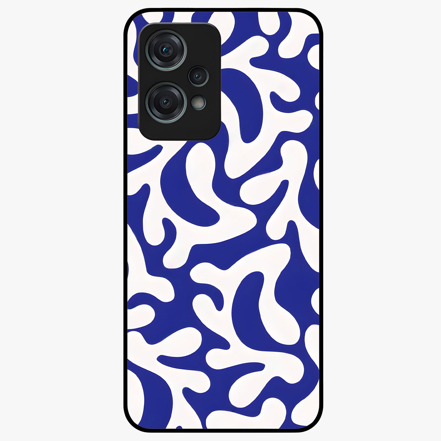 Abstract Coral Waves Glass Case for 1+Nord Ce 2 Lite front view featuring flowing ocean inspired coral wave artwork