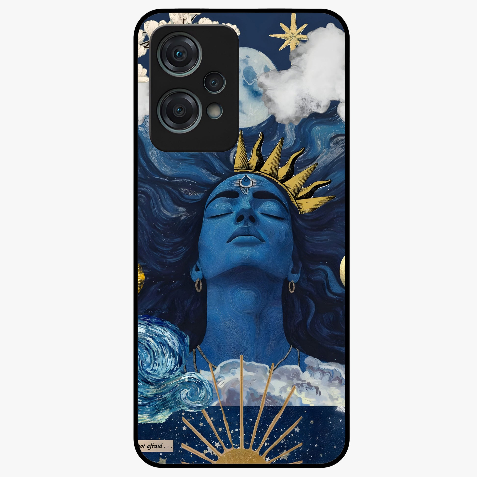 Aesthetic Lord Shiva Glass Case for 1+Nord Ce 2 Lite bold front view featuring detailed spiritual Shiva artwork