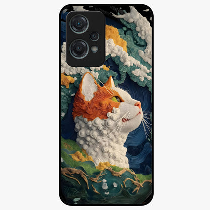 Aurora Cat Dreams Glass Case for 1+Nord Ce 2 Lite dreamy front view featuring glowing cat artwork with aurora tones