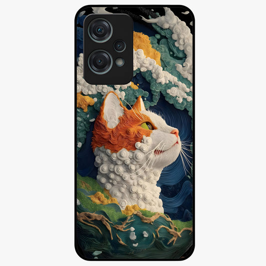 Aurora Cat Dreams Glass Case for 1+Nord Ce 2 Lite dreamy front view featuring glowing cat artwork with aurora tones