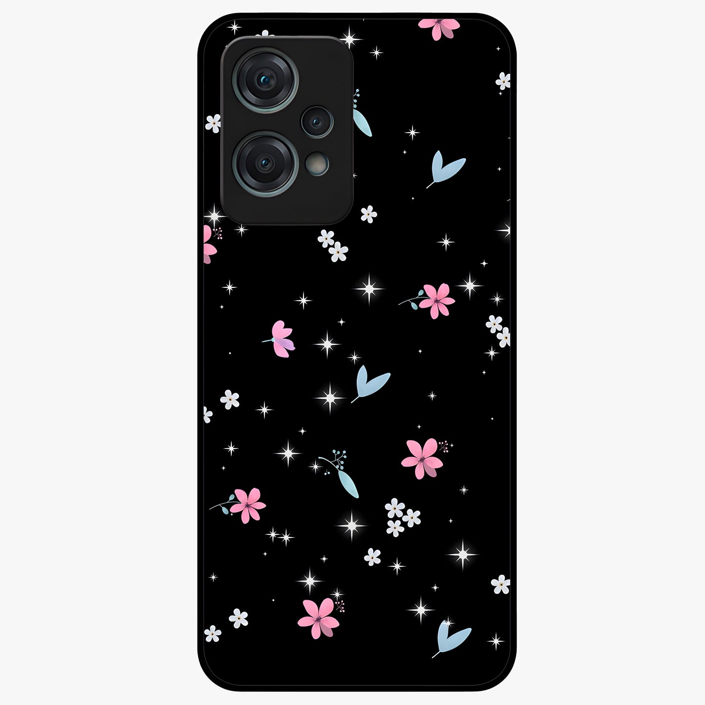 Black Aesthetic Wallpapers Glass Case for 1+Nord Ce 2 Lite bold front view featuring dark minimalist aesthetic artwork