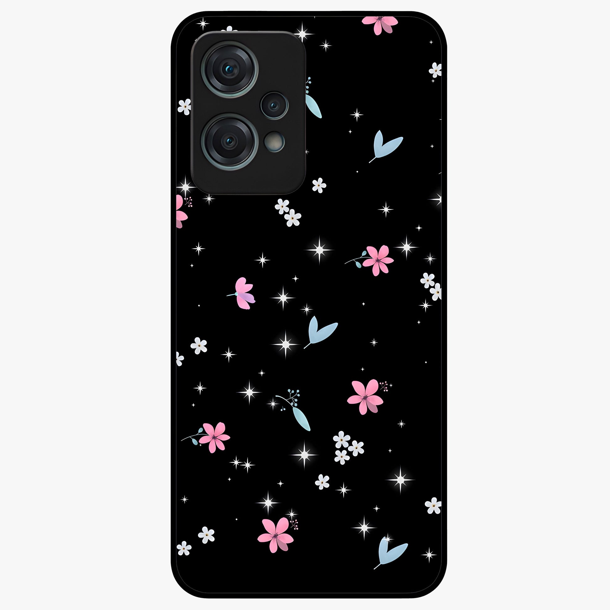 Black Aesthetic Wallpapers Glass Case for 1+Nord Ce 2 Lite bold front view featuring dark minimalist aesthetic artwork