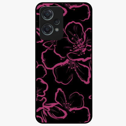 Black Violet Sketch Garden Glass Case for 1+Nord Ce 2 Lite artistic front view featuring violet floral sketch artwork