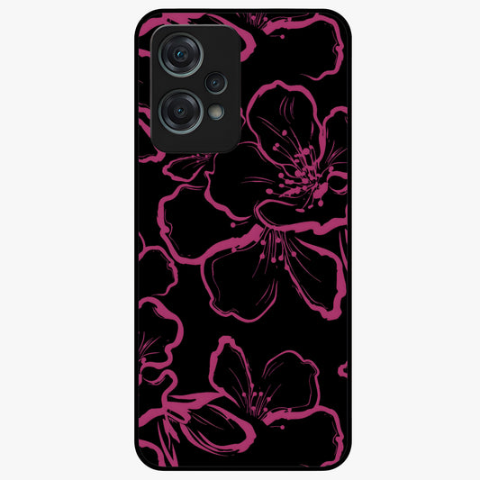 Black Violet Sketch Garden Glass Case for 1+Nord Ce 2 Lite artistic front view featuring violet floral sketch artwork