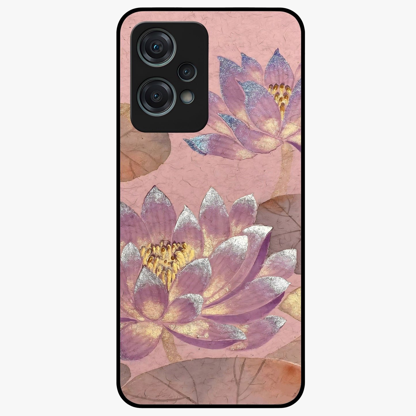 Blossom Mist Lotus Glass Case for 1+Nord Ce 2 Lite calm front view featuring lotus flower artwork with misty tones