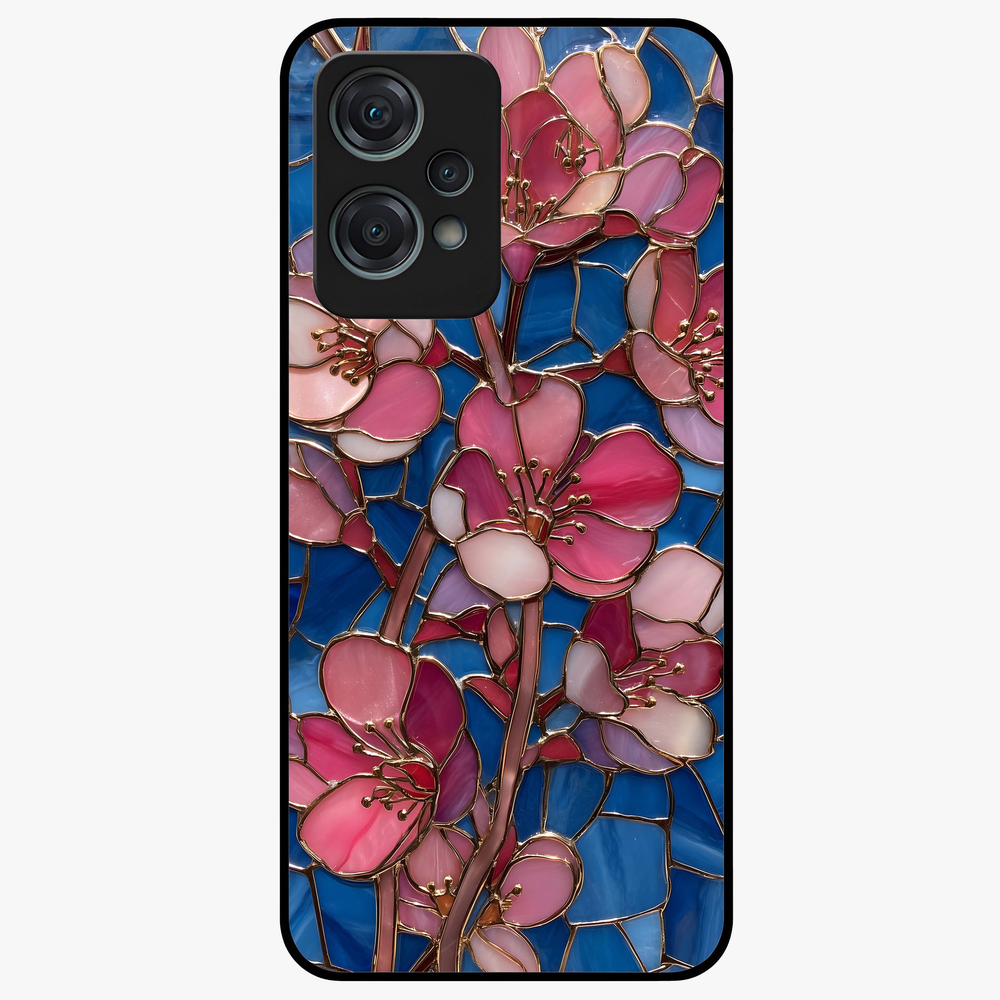 Blush Bloom Glass Case for 1+Nord Ce 2 Lite soft front view featuring pastel blush floral artwork