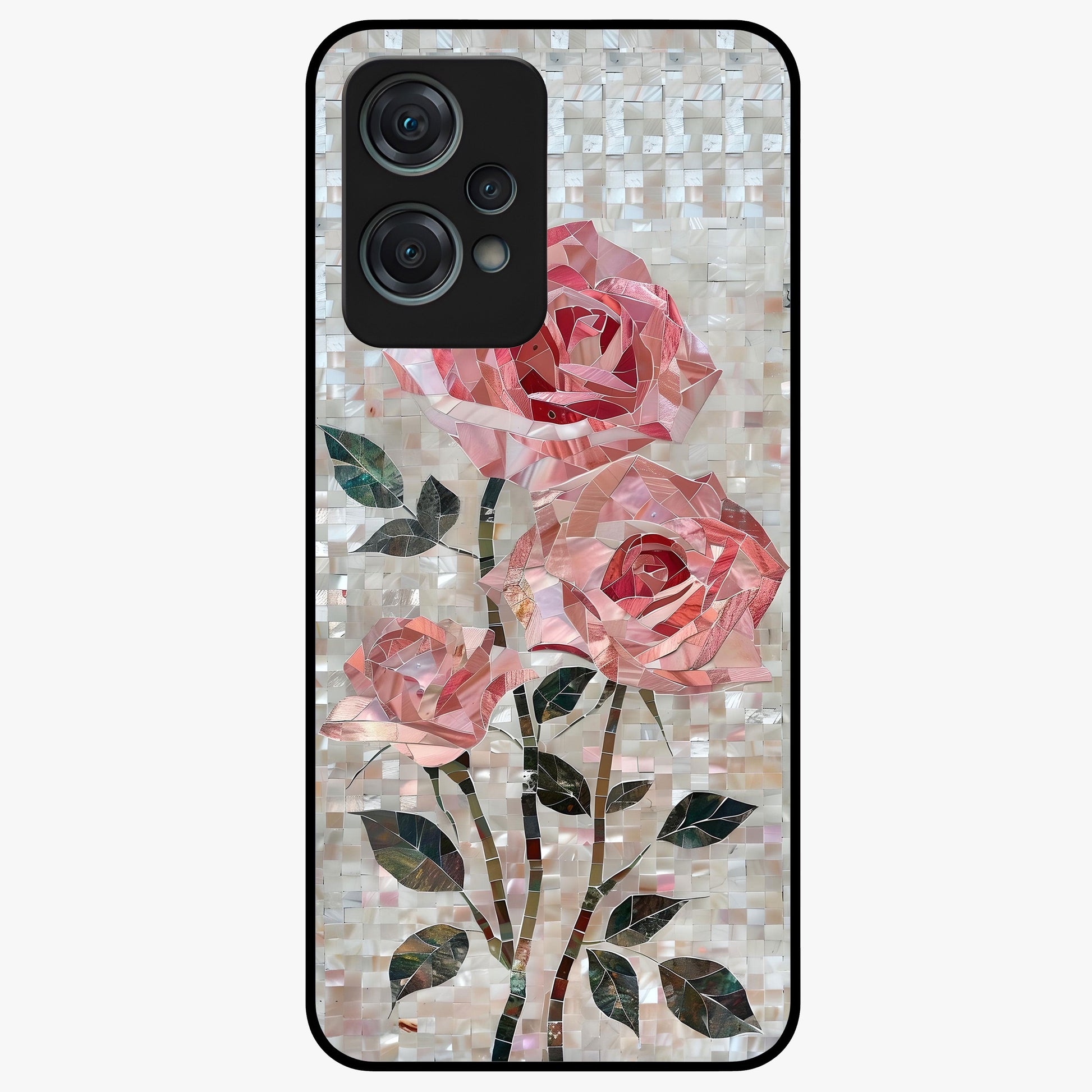 Blush Luxe Bloom Glass Case for 1+Nord Ce 2 Lite luxurious front view featuring refined blush floral artwork