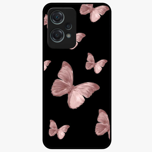 Butterfly Pattern Glass Case for 1+Nord Ce 2 Lite elegant front view featuring repeating butterfly artwork with aesthetic detailing