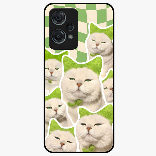 Cats Ethereal Bloom Glass Case for 1+Nord Ce 2 Lite artistic front view featuring cat illustration with soft floral bloom accents