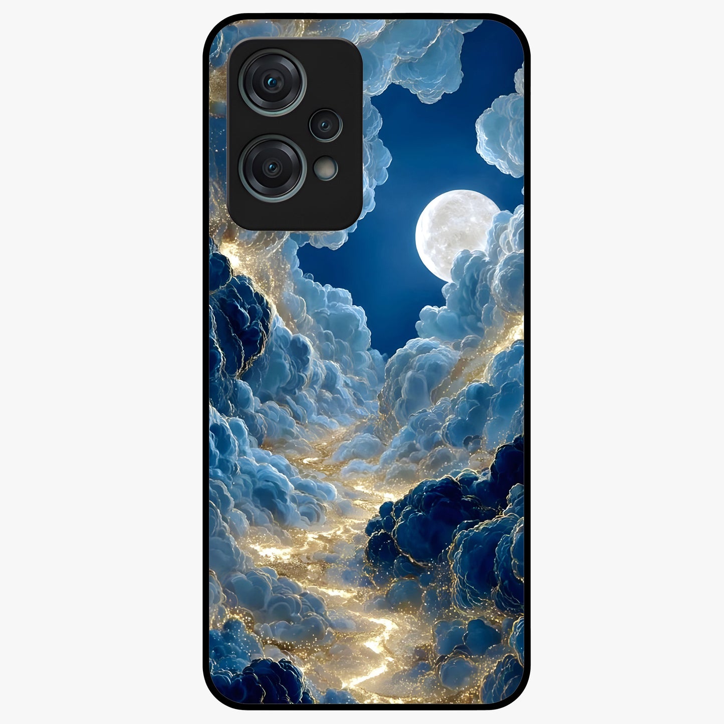 Celestial Cloud Path Glass Case for 1+Nord Ce 2 Lite serene front view featuring dreamy cloud pathway artwork