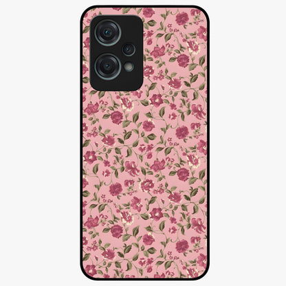 Charming Pink Floral Glass Case for 1+Nord Ce 2 Lite soft front view featuring delicate pink floral artwork