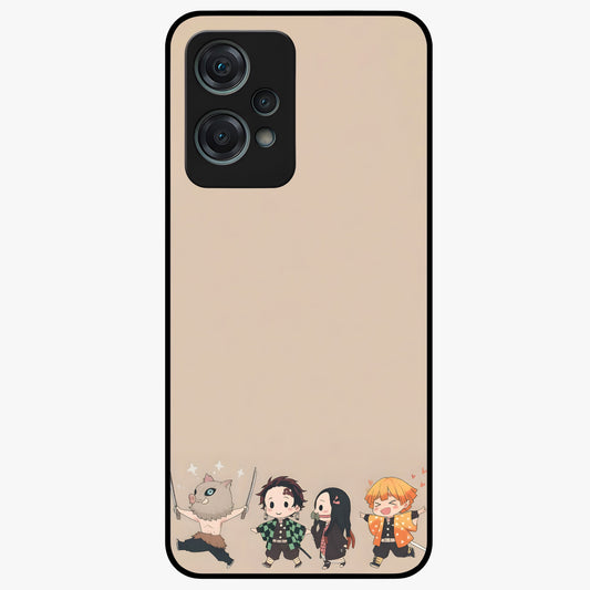 Chibi Demon Squad Glass Case for 1+Nord Ce 2 Lite playful front view featuring chibi style character artwork