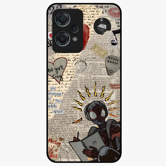City Dream Sketch Glass Case for 1+Nord Ce 2 Lite showing full back design in clean flat view with artistic city sketch artwork and glossy glass finish.