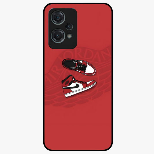 Classic Sneaker Float Glass Case for 1+Nord Ce 2 Lite showing full back design in clean flat view with floating sneaker artwork and glossy glass finish.