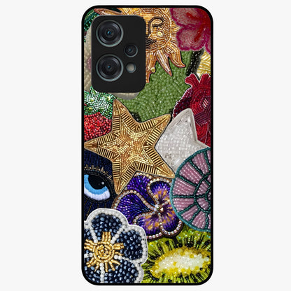 Cosmic Charm Shine Glass Case for 1+Nord Ce 2 Lite radiant front view featuring shimmering celestial artwork