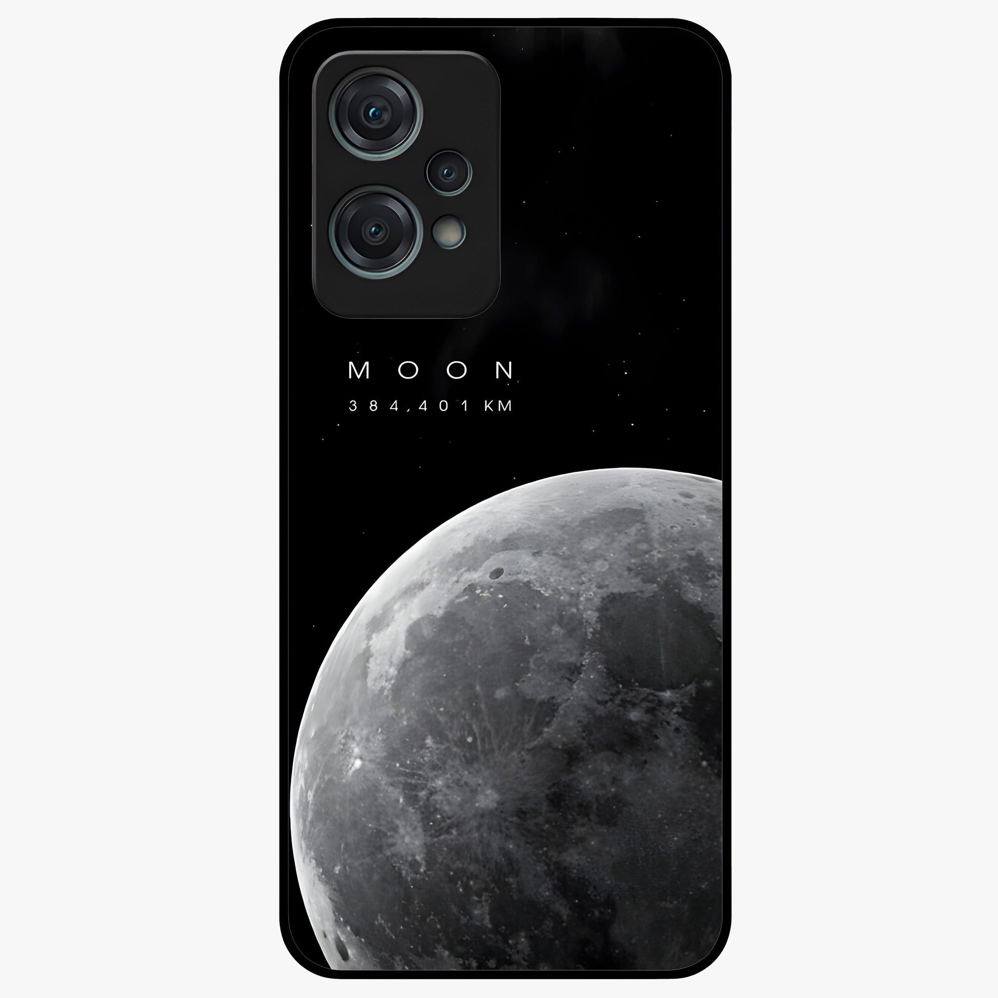 Cosmic Moon Glow Glass Case for 1+Nord Ce 2 Lite serene front view featuring glowing moon artwork with celestial tones