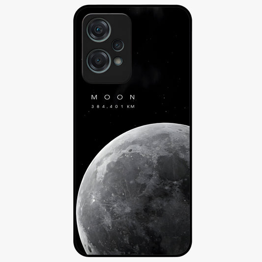 Cosmic Moon Glow Glass Case for 1+Nord Ce 2 Lite serene front view featuring glowing moon artwork with celestial tones