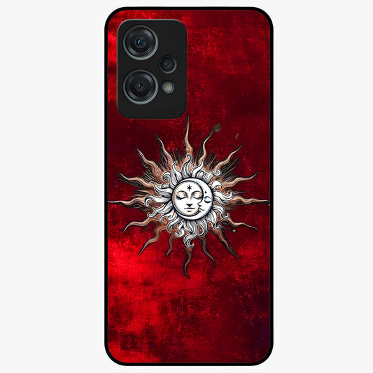Cosmic Twin Eclipse Glass Case for 1+Nord Ce 2 Lite dramatic front view featuring dual eclipse artwork with deep space tones