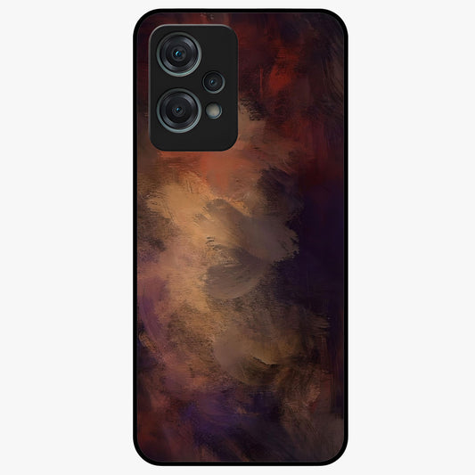 Crimson Dusk Whirl Glass Case for 1+Nord Ce 2 Lite dramatic front view featuring swirling dusk inspired crimson artwork