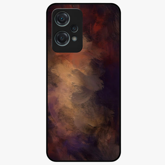 Crimson Dusk Whirl Glass Case for 1+Nord Ce 2 Lite dramatic front view featuring swirling dusk inspired crimson artwork