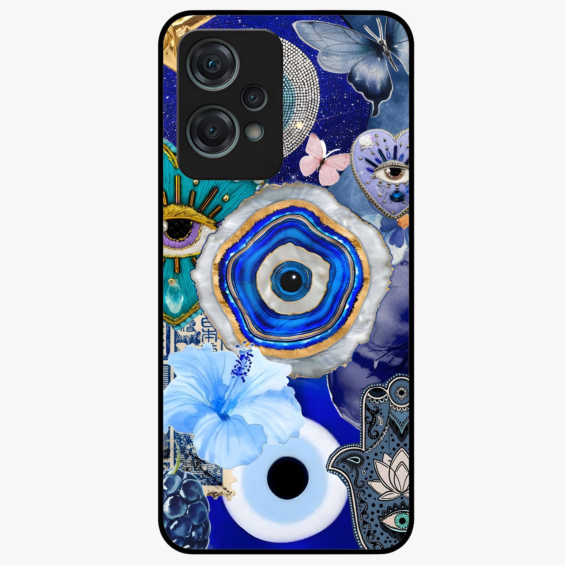 Crimson Evil Eye Charm Glass Case for 1+Nord Ce 2 Lite bold front view featuring protective evil eye artwork in deep red tones