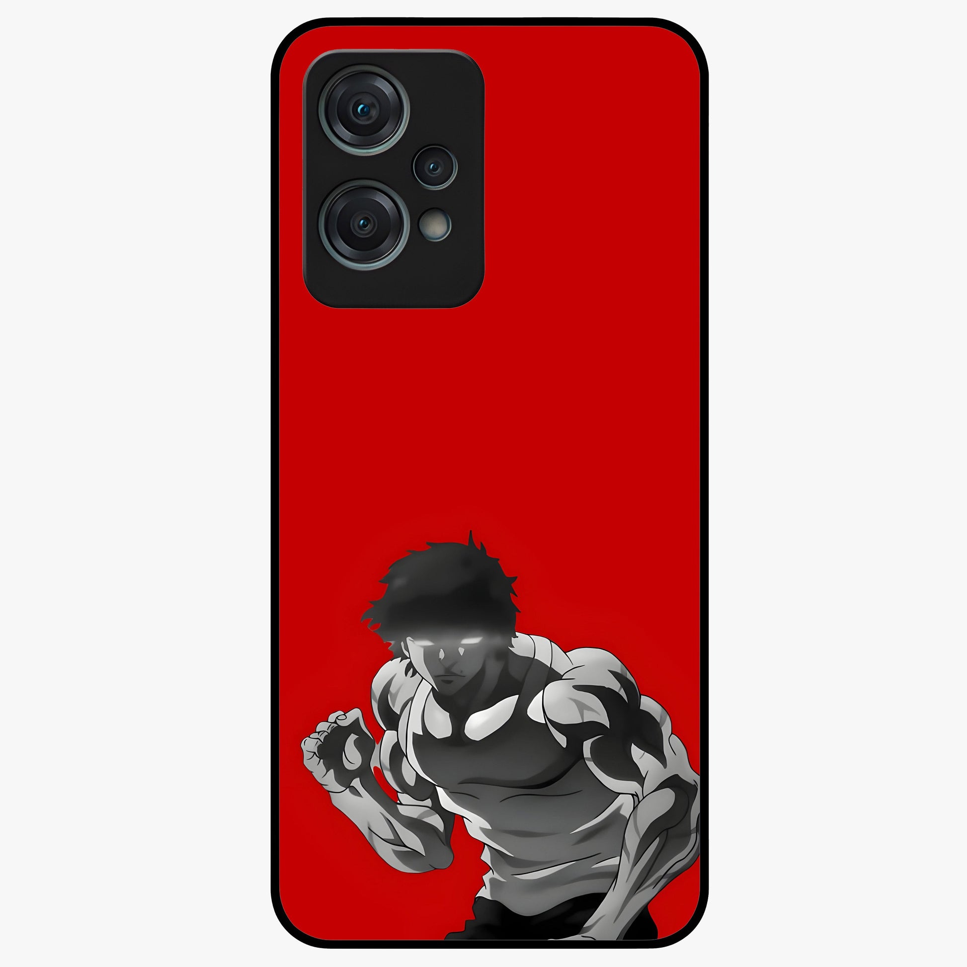Crimson Power Rush Glass Case for 1+Nord Ce 2 Lite bold front view featuring dynamic red abstract motion artwork