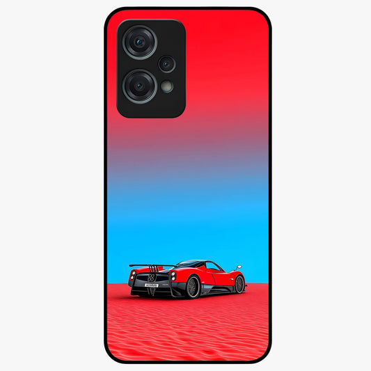 Crimson Speed Mirage Glass Case for 1+Nord Ce 2 Lite sleek front view featuring racing inspired red motion artwork