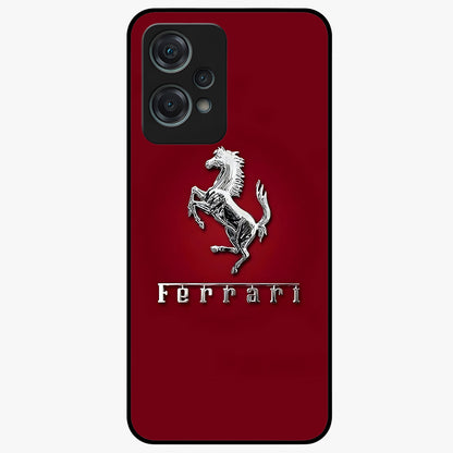 Crimson Stallion Prestige Glass Case for 1+Nord Ce 2 Lite powerful front view featuring majestic stallion artwork in crimson tones