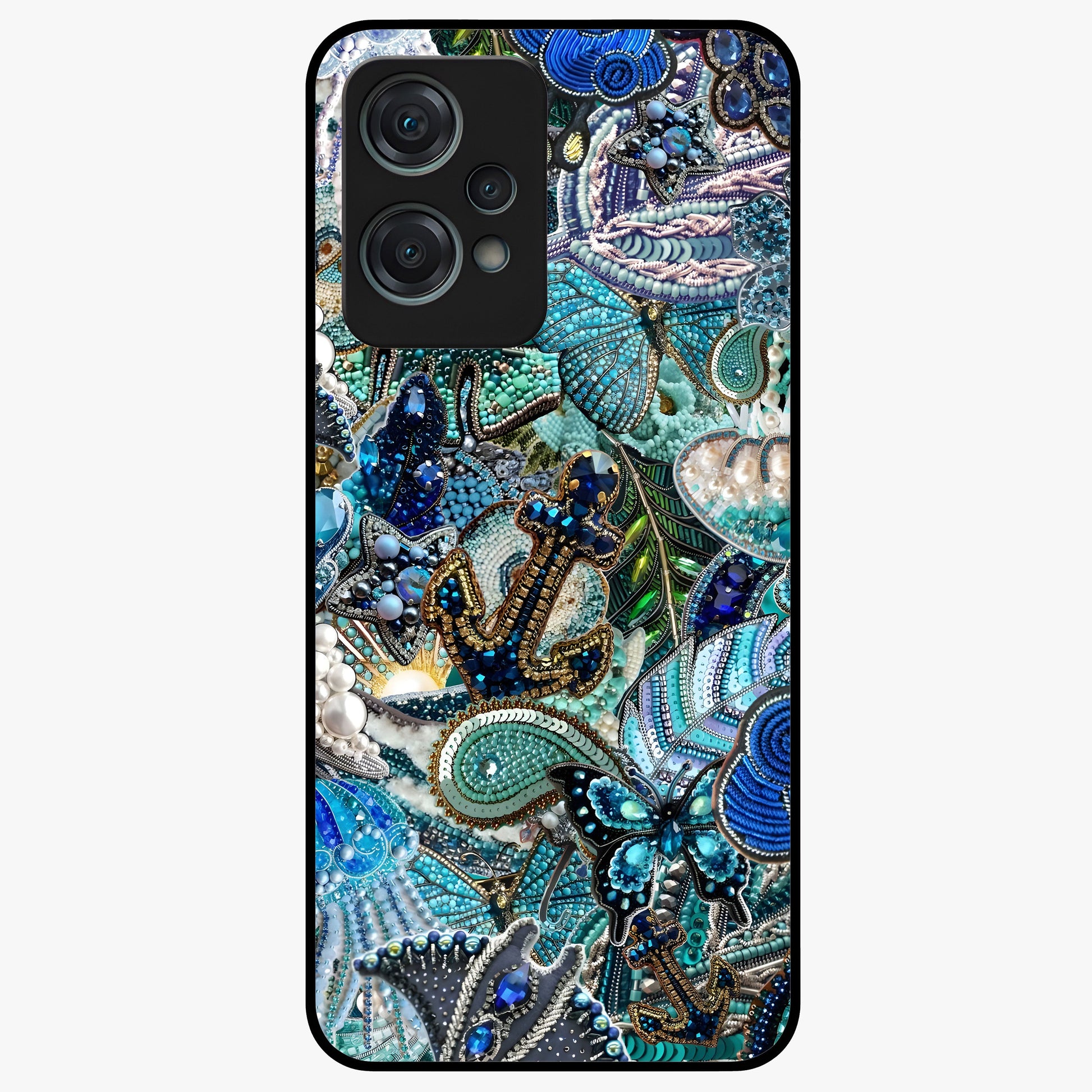 Crystal Ocean Magic Glass Case for 1+Nord Ce 2 Lite vibrant front view featuring sparkling ocean inspired artwork