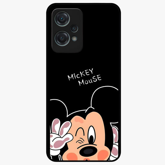 Cute Mickey Love Glass Case for 1+Nord Ce 2 Lite adorable front view featuring playful cartoon love themed artwork