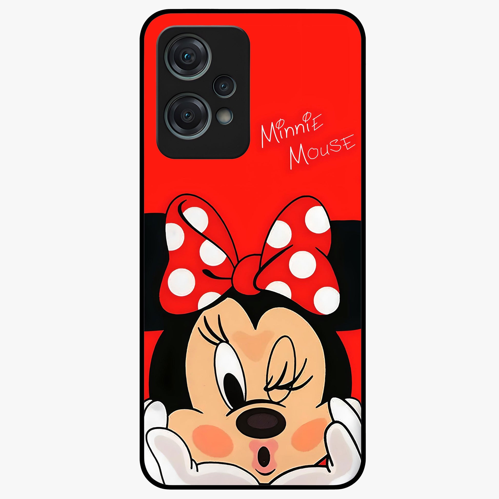 Cute Minnie Love Glass Case for 1+Nord Ce 2 Lite adorable front view featuring playful cartoon love themed artwork