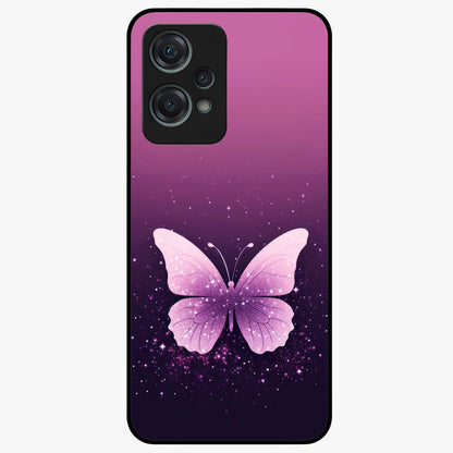 Cute Starry Butterfly Glass Case for 1+Nord Ce 2 Lite dreamy front view featuring butterfly artwork with sparkling star accents