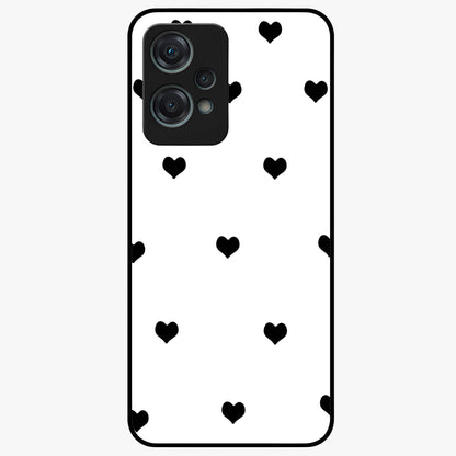 Cute Simple black Hearts Glass Case for 1+Nord Ce 2 Lite powerful front view featuring dark ascension themed artwork