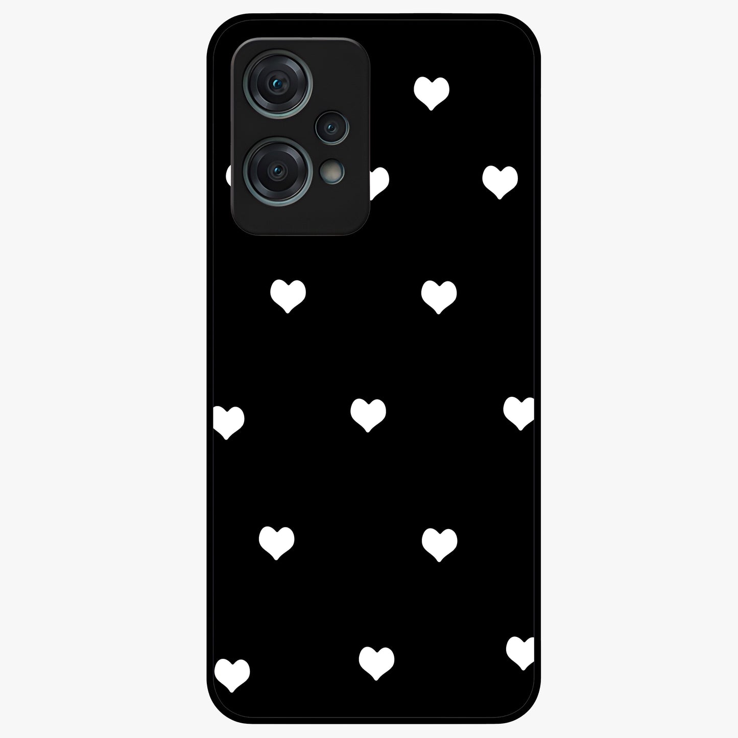 Cute Simple White Hearts Glass Case for 1+Nord Ce 2 Lite powerful front view featuring dark ascension themed artwork