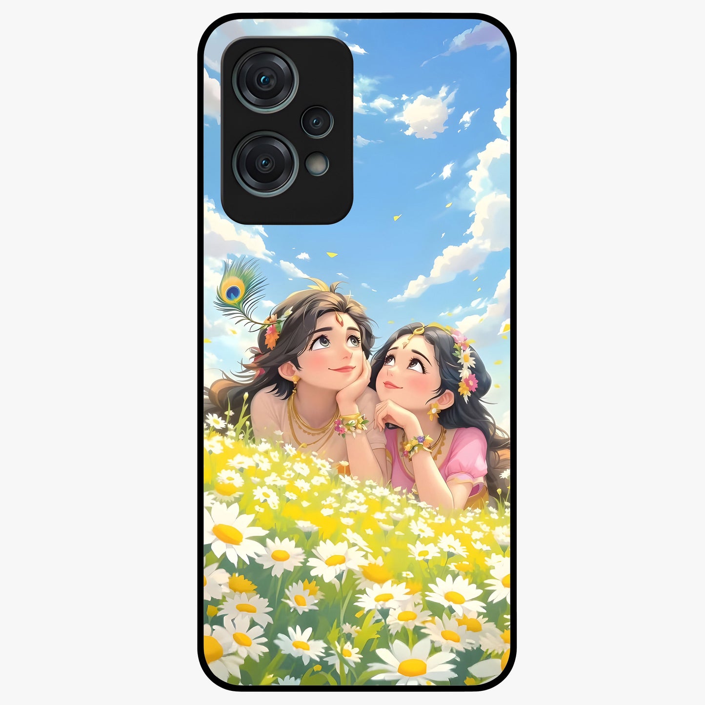 Daisy Daydream Love Glass Case for 1+Nord Ce 2 Lite soft front view featuring romantic daisy floral artwork
