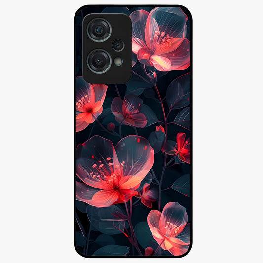 Dark Shade of Flower Glass Case for 1+Nord Ce 2 Lite artistic front view featuring floral artwork in deep shadow tones
