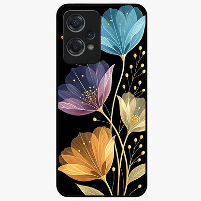 Delicate Multicolor Flowers Glass Case for 1+Nord Ce 2 Lite vibrant front view featuring soft multicolor floral artwork