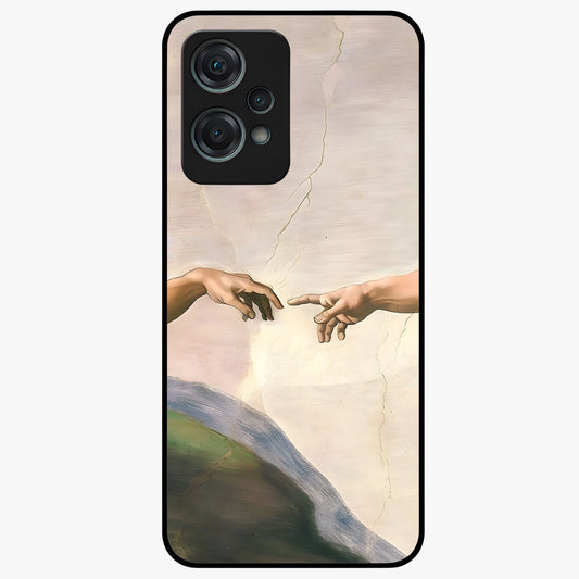 Divine Touch Art Glass Case for 1+Nord Ce 2 Lite artistic front view featuring expressive spiritual inspired artwork