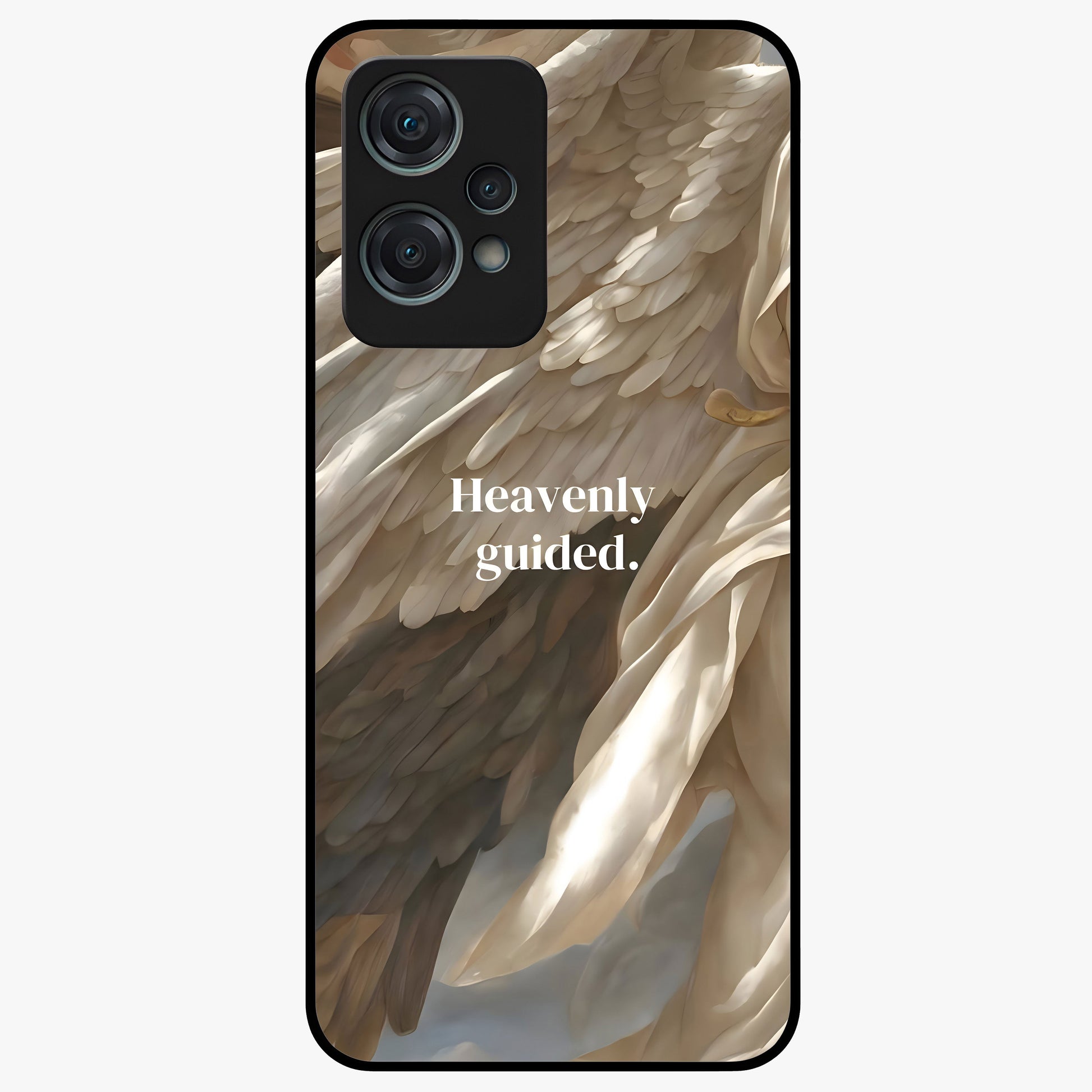 Divine Winged Grace Glass Case for 1+Nord Ce 2 Lite graceful front view featuring timeless spiritual artwork