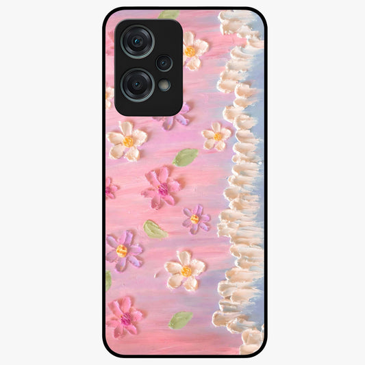 Dreamy Painted Garden Glass Case for 1+Nord Ce 2 Lite artistic front view featuring hand painted floral garden artwork
