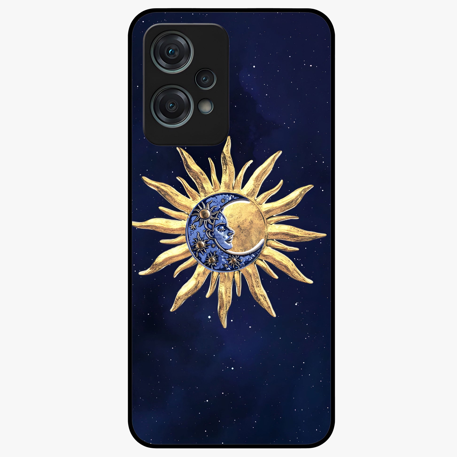 Eternal Cosmic Balance Glass Case for 1+Nord Ce 2 Lite artistic front view featuring symmetrical cosmic artwork