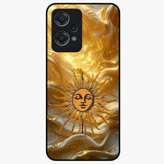 Eternal Golden Glow Glass Case for 1+Nord Ce 2 Lite radiant front view featuring warm golden artistic artwork