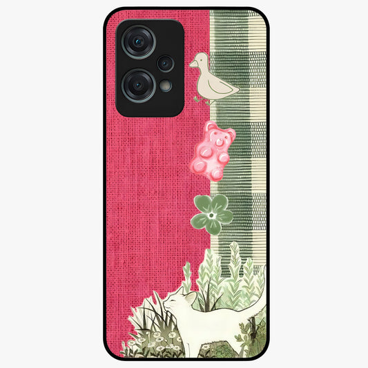 Fabric Patterns Glass Case for 1+Nord Ce 2 Lite stylish front view featuring textile inspired pattern artwork