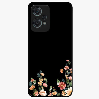 Floral Design With a Custom Personalized Name Glass Case for 1+Nord Ce 2 Lite graceful front view featuring floral artwork with personalized name design