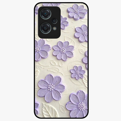 Floral Wall Art With Purple Flowers Glass Case for 1+Nord Ce 2 Lite stylish front view featuring purple floral artwork