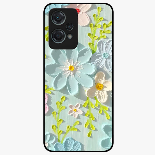 Frosted Petal Garden Glass Case for 1+Nord Ce 2 Lite soft front view featuring delicate floral artwork with frosted aesthetic tones