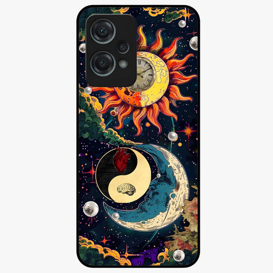 Future Universe Glass Case for 1+Nord Ce 2 Lite futuristic front view featuring cosmic inspired abstract artwork