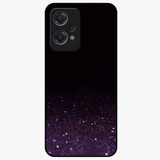 Glittery Purple Bokeh Glass Case for 1+Nord Ce 2 Lite vibrant front view featuring sparkling purple bokeh artwork