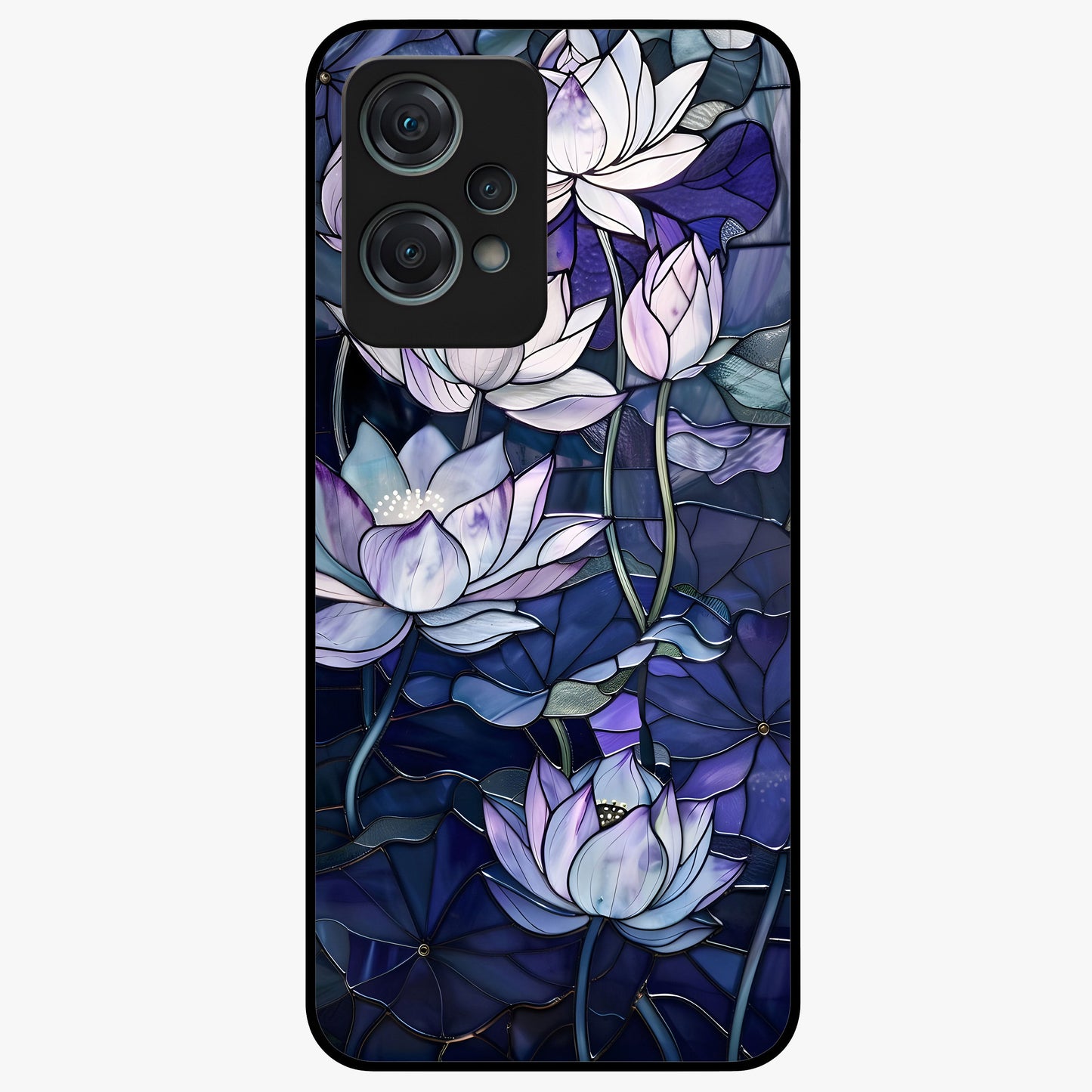 Gloss Petal Rush Glass Case for 1+Nord Ce 2 Lite bold front view featuring dynamic floral artwork with glossy appeal