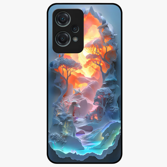 Glow Forest Portal Glass Case for 1+Nord Ce 2 Lite mystical front view featuring glowing forest gateway artwork